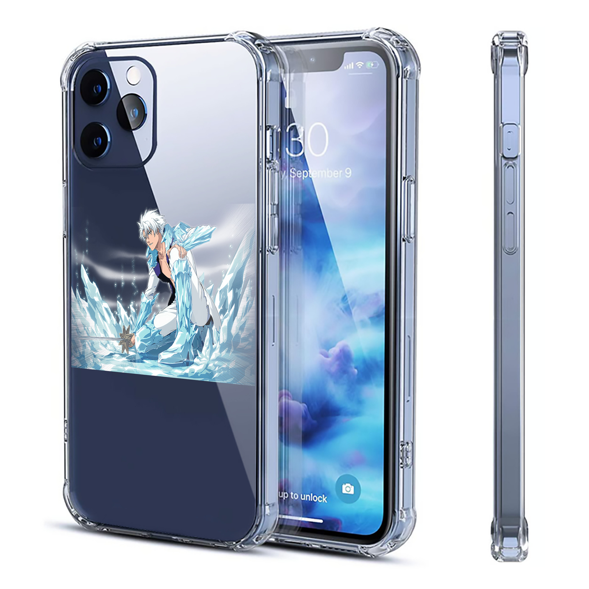 （画像用） ブリーチ 日番谷冬獅郎（ひつがや とうしろう） BLEACH Hitsugaya Toushirou 【iPhone 12シリーズ対応】透明スマホケース（クリアソフトケース）